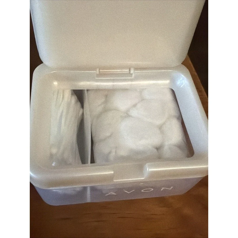 Avon Vintage Makeup Storage Organizer Box Cotton Swabs Balls Tissues